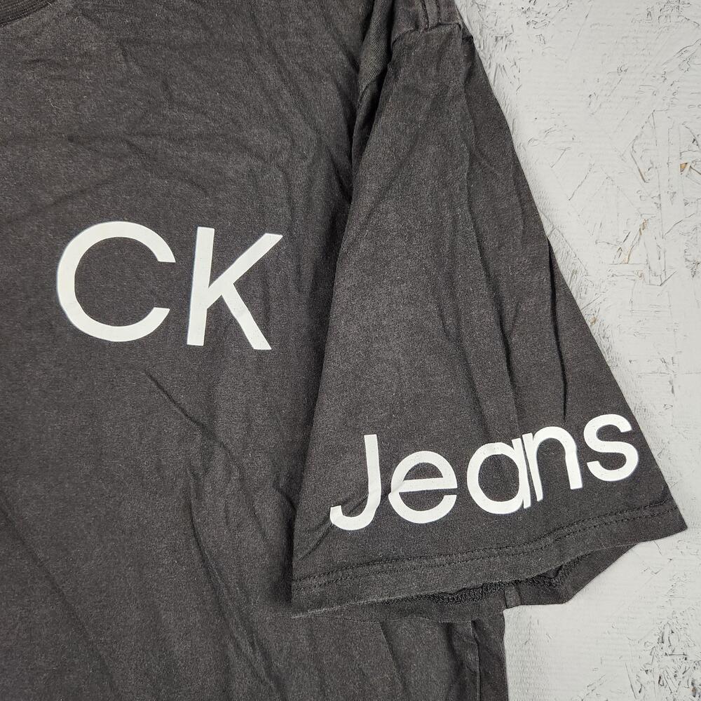 Calvin Klein Jeans Shirt Mens Large Black CK Logo Graphic Preppy Casual Gothic
